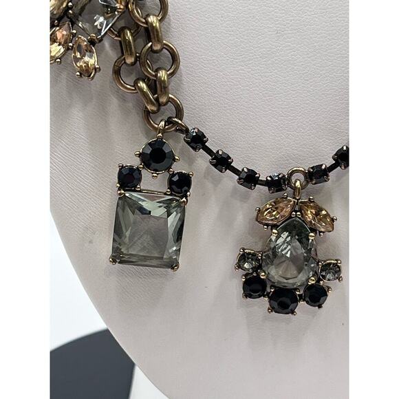 J. Crew Asymmetrical Drape‎ Topaz Black Gray Rhinestone Necklace - Picture 16 of 16